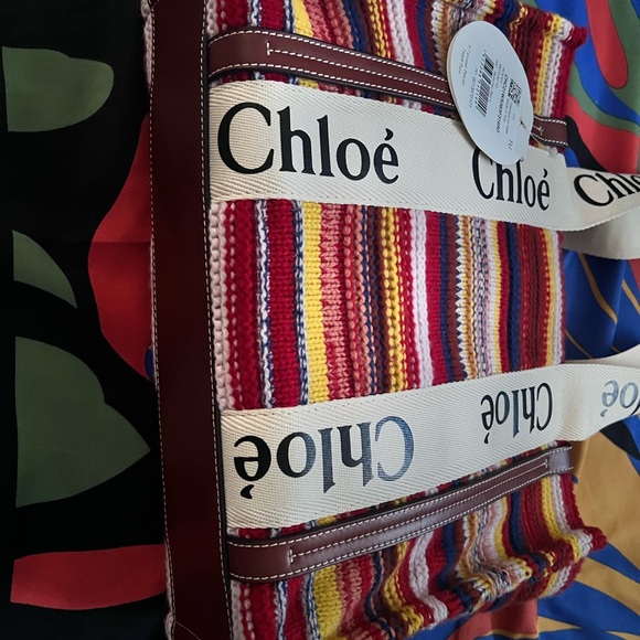 Rare Chloe Medium Woody Stripe Recycled Cashmere Blend Tote Brand New With Tag - Picture 6 of 8